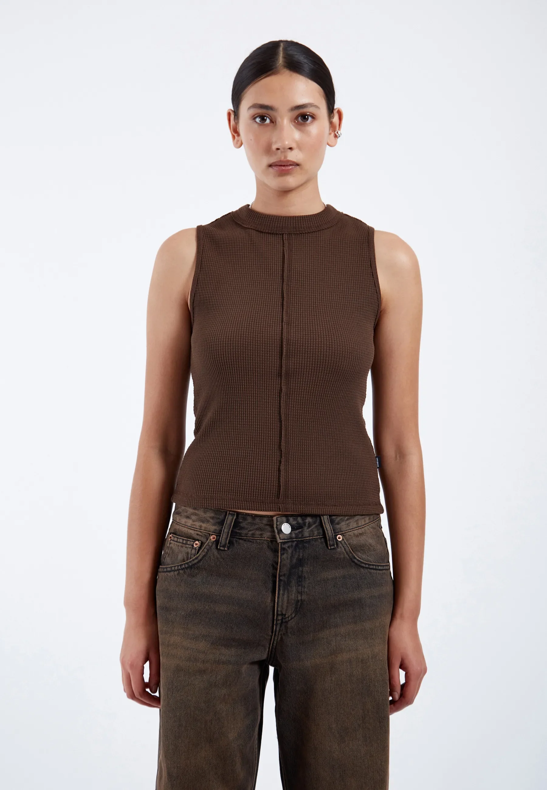 Deia Waffle Top - Chocolate - Image 4