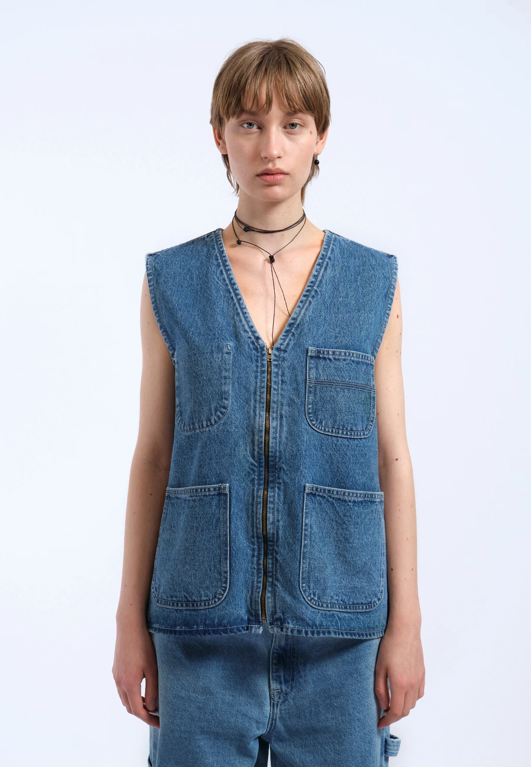 Denver Worker Vest - Stream Sky Retro Contrast - Image 10