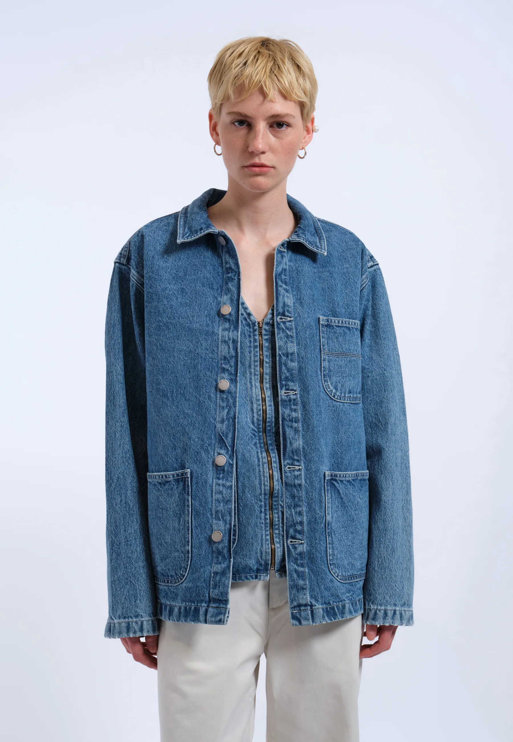 Devon Worker Jacket - Stream Sky Retro Contrast - Image 5