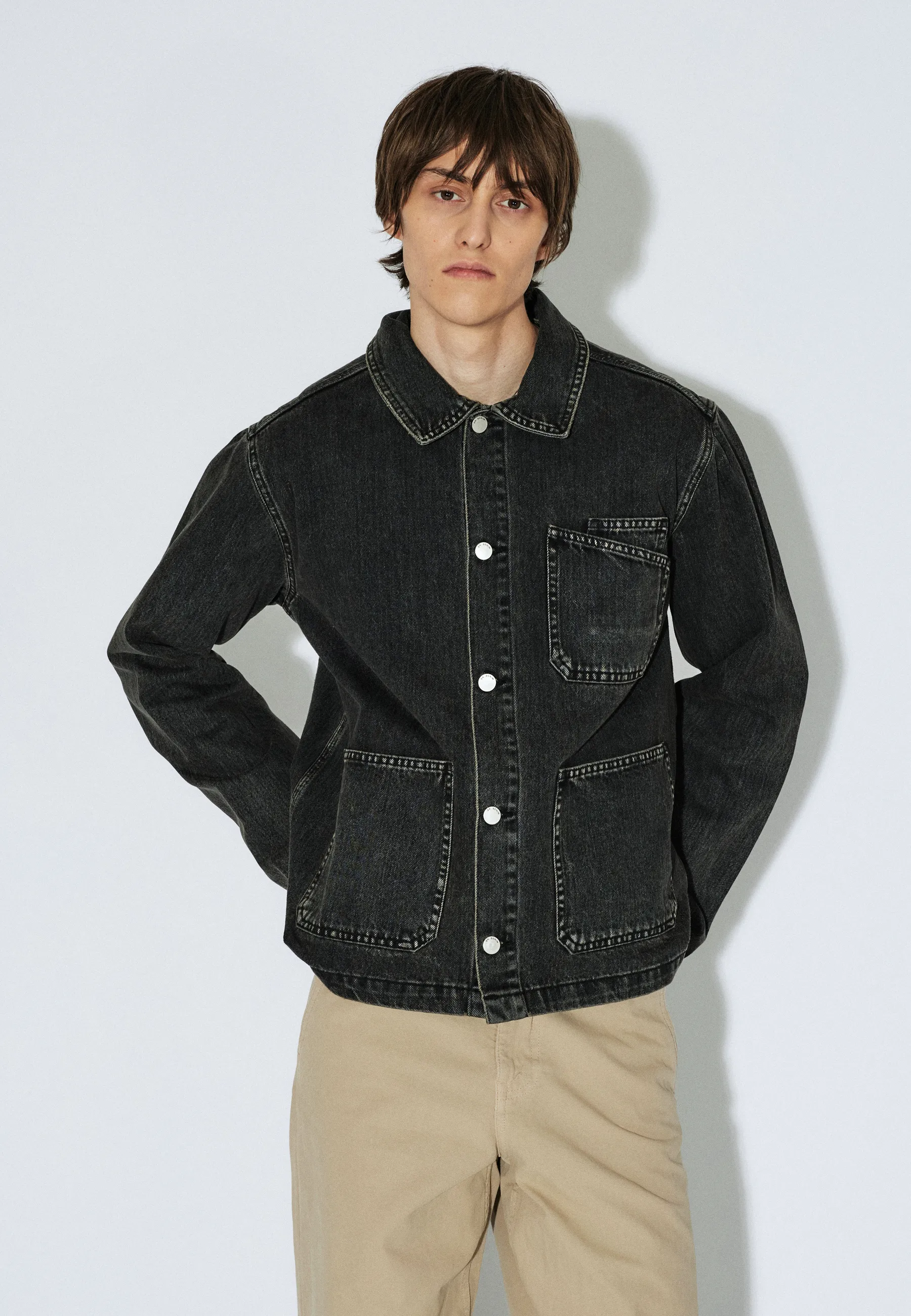 Evon Worker Jacket - Aged Black - Image 14