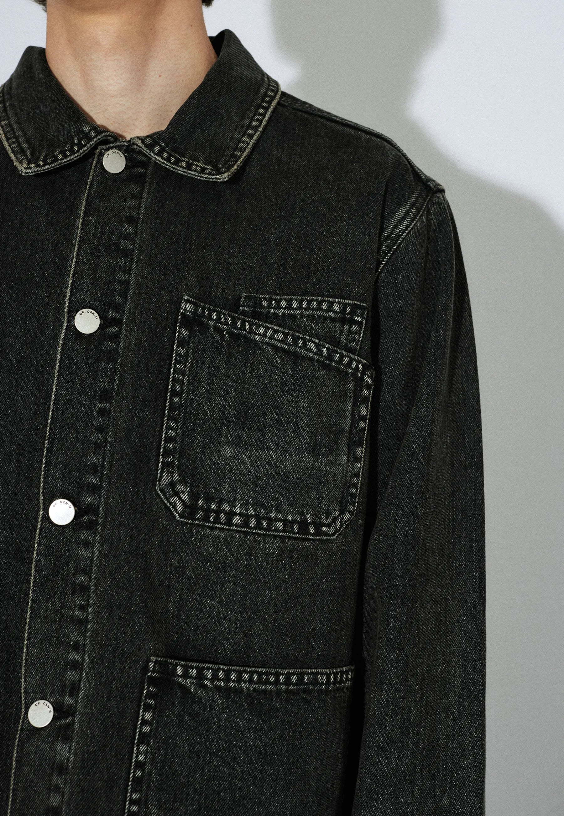 Evon Worker Jacket - Aged Black - Image 16