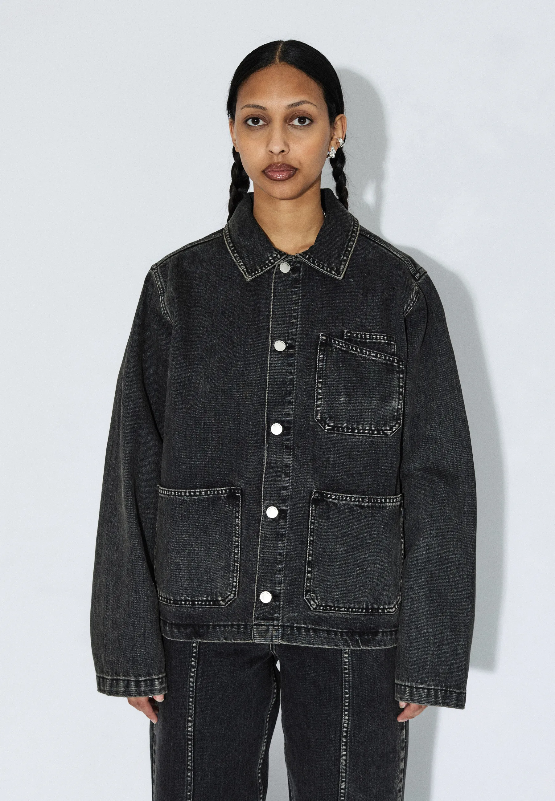 Evon Worker Jacket - Aged Black - Image 5