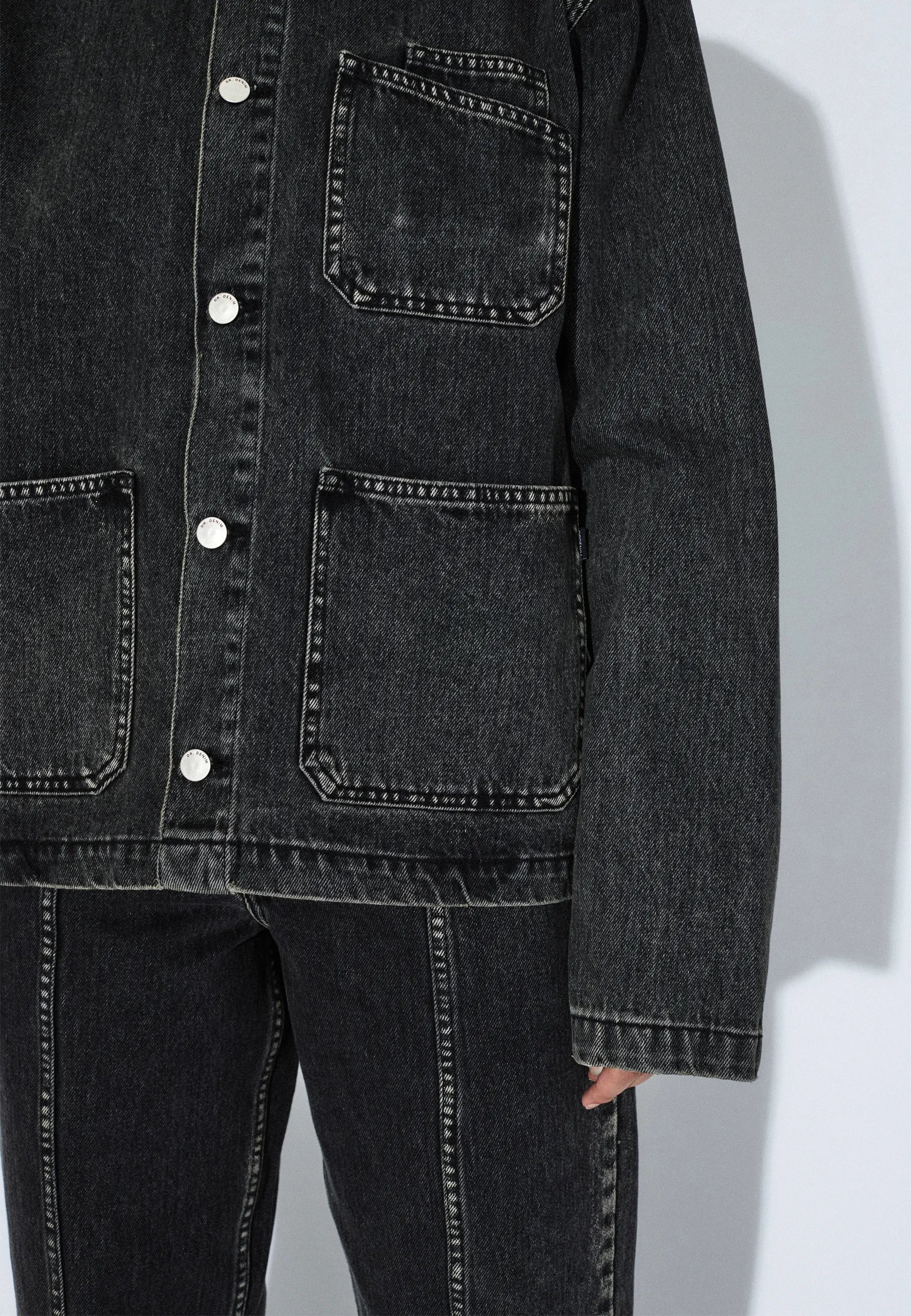 Evon Worker Jacket - Aged Black - Image 8