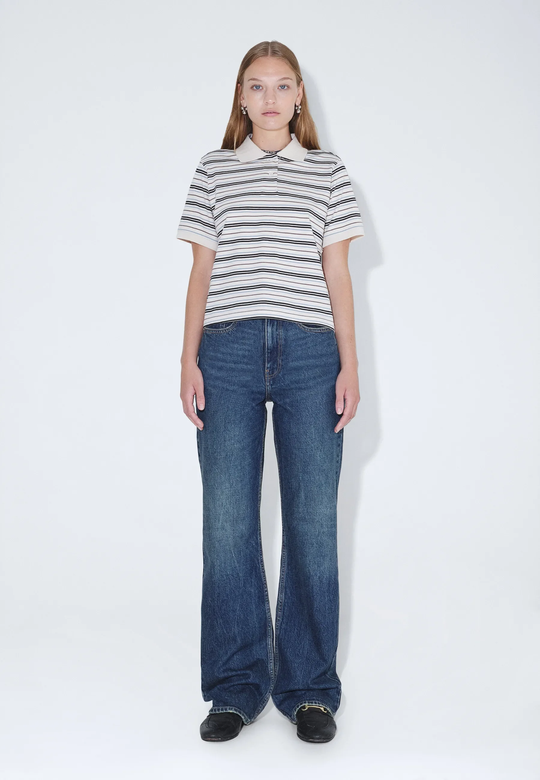 Jade SS Polo - Ecru Stripe - Image 3
