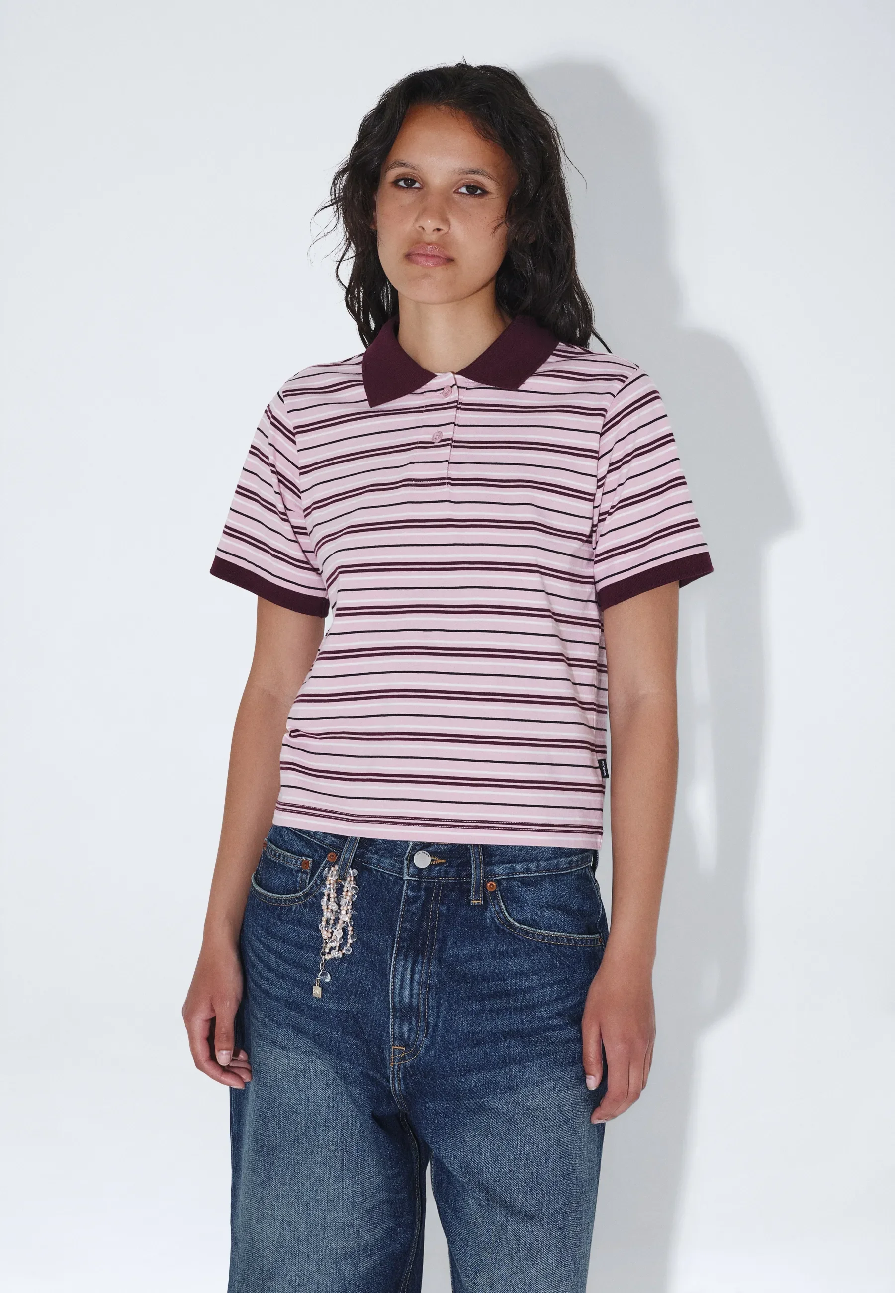Jade SS Polo - Pink Stripe - Image 6
