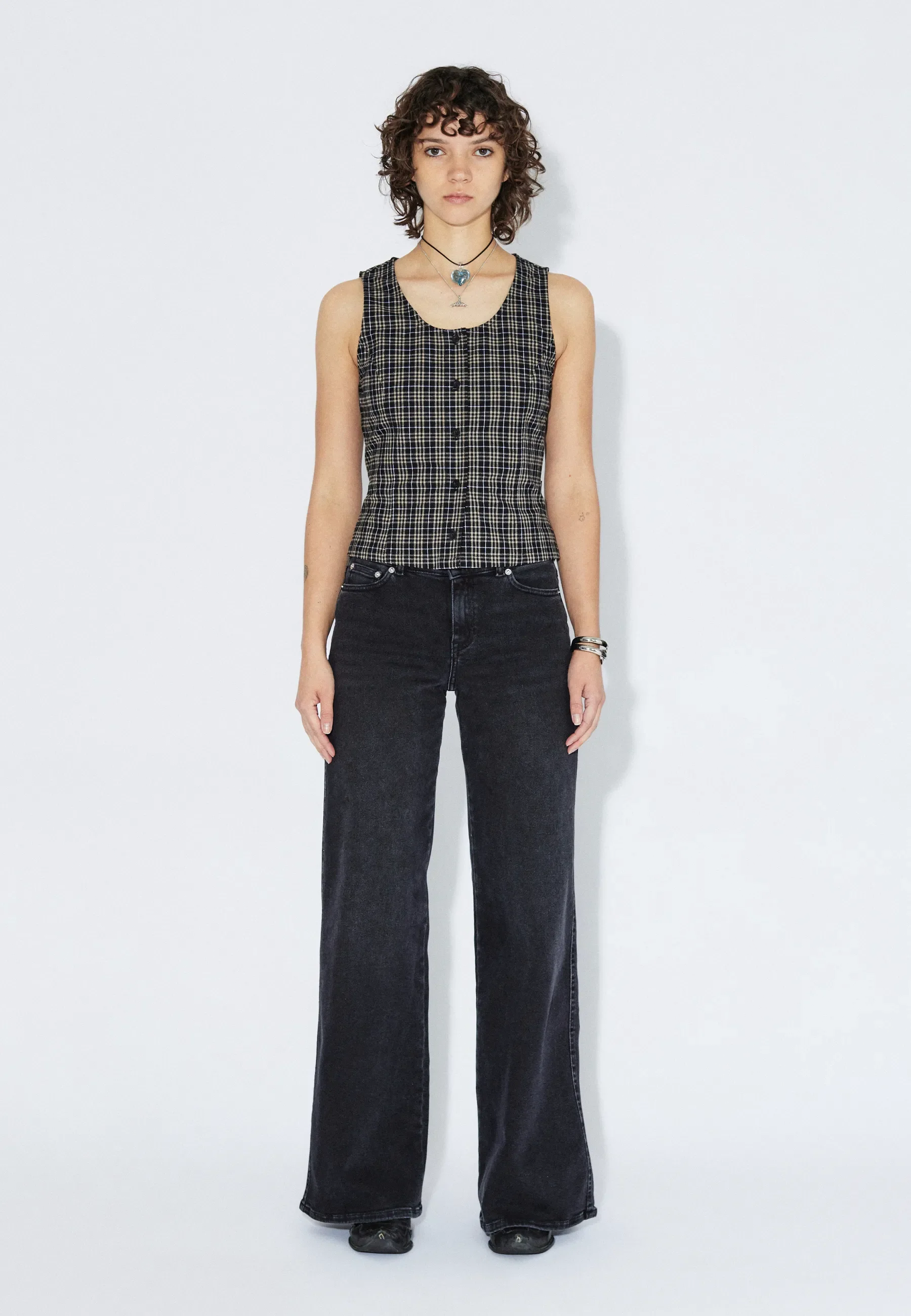 Zola Top - Black Summer Check